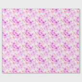 繊細な水彩画のピンクの花 ラッピングペーパー (フラット)