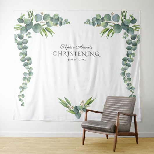 繊細な水彩画のユーカリの少女の洗礼式小道具 タペストリー (インサイチュ(横))