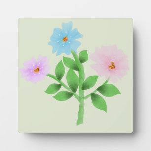 繊細な水彩画のワイルドフラワーの花束 - パステルカラー フォトプラーク