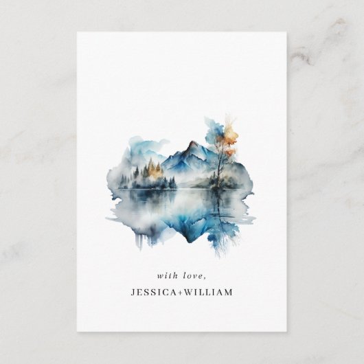 繊細な水彩画の山林のディテール エンクロージャーカード (裏面)