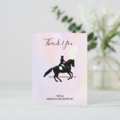 繊細な水彩画の感謝カード - 馬術競技の騎手 ポストカード (スタンド正面)