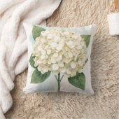 繊細な水彩画の白いハイドランジアの花が咲く クッション (ブランケット)