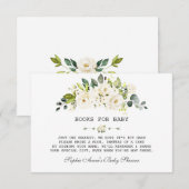 繊細な水彩画の白い花のベビーシャワー エンクロージャーカード (正面/裏面)