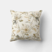 繊細な水彩画の白い花柄 クッション (裏面)