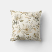 繊細な水彩画の白い花柄 クッション (正面)