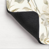 繊細な水彩画の白い花柄 マウスパッド (コーナー)