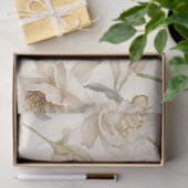 繊細な水彩画の白い花柄 薄葉紙 (ギフト)