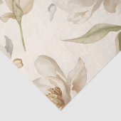 繊細な水彩画の白い花柄 薄葉紙 (詳細)