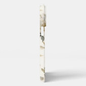 繊細な水彩画の白い花柄 iPhoneケース (右側面)