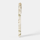 繊細な水彩画の白い花柄 iPhoneケース (右側面)