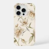 繊細な水彩画の白い花柄 iPhoneケース (裏面)