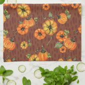 繊細な水彩画の秋のカボチャ オレンジ/ラスト キッチンタオル (折り畳み)