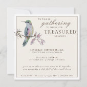 繊細な水彩画の美しいハミングバード　生命の喜びのお祝い 招待状 (裏面)