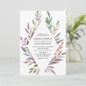 繊細な水彩画の葉の結婚式招待状 招待状 (スタンド正面)