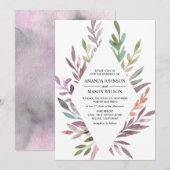 繊細な水彩画の葉の結婚式招待状 招待状 (正面/裏面)