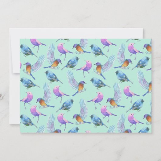 繊細な水彩画の鳥のウェディング出欠確認カード 招待状 (裏面)