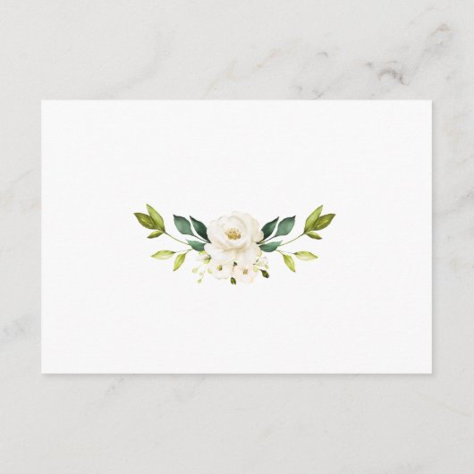繊細な水彩白いフローラ赤ちゃんシャワー エンクロージャーカード (裏面)