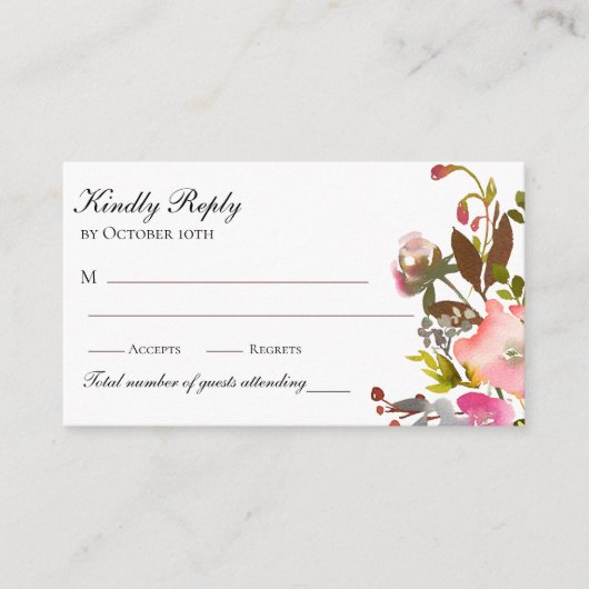 繊細な水彩秋のバラQR エンクロージャーカード (正面)