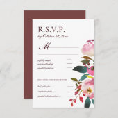 繊細な水彩秋のバラRSVP 出欠カード (正面/裏面)