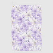 繊細な水彩紫色の花 ゴルフタオル (正面)