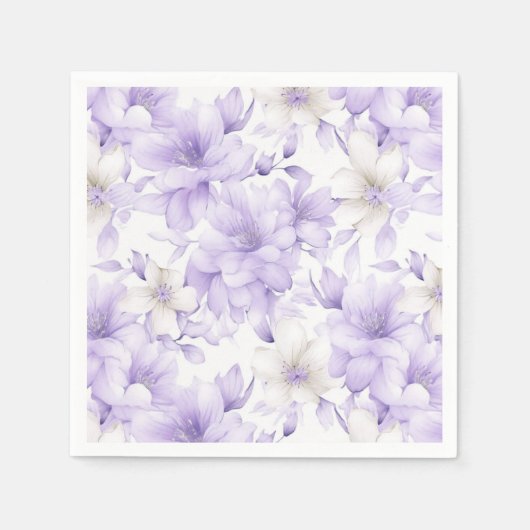 繊細な水彩紫色の花 スタンダードカクテルナプキン (正面)