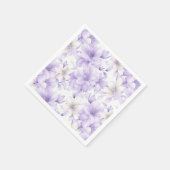 繊細な水彩紫色の花 スタンダードカクテルナプキン (角)