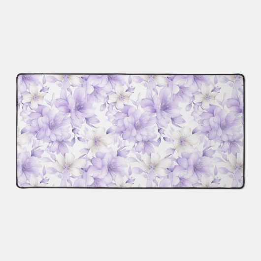 繊細な水彩紫色の花 デスクマット (正面)