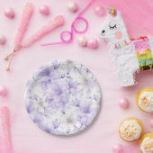 繊細な水彩紫色の花 ペーパープレート (パーティー)