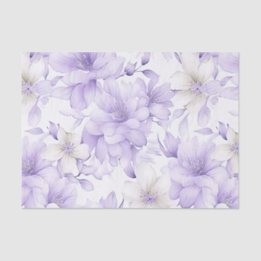 繊細な水彩紫色の花 薄葉紙 (正面)