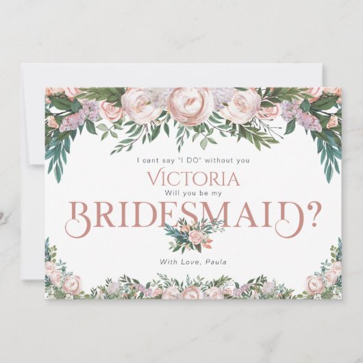 繊細な水彩花の開花 招待状 (正面)