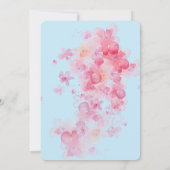 繊細な水彩花柄の青いウェディング 招待状 (裏面)