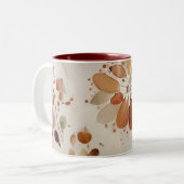 繊細な水彩花柄コーヒーマグ ツートーンマグカップ (正面左)