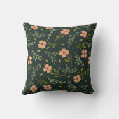 繊細な水彩花柄ダークグリーンパターン クッション (裏面)