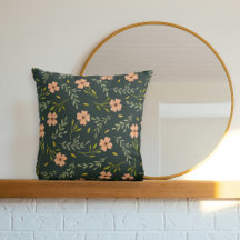 繊細な水彩花柄ダークグリーンパターン