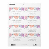 繊細な水彩花結婚の出荷 ラベル (フルシート)