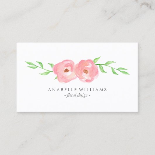 繊細な水彩花 名刺 (正面)