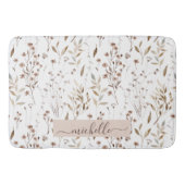 繊細な水彩茶色の花の離れパターン バスマット (正面)