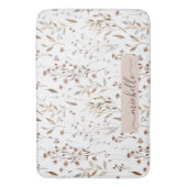 繊細な水彩茶色の花の離れパターン バスマット (正面縦)