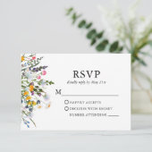 繊細な水彩野花結婚のセージ緑 出欠カード (スタンド正面)