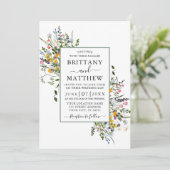 繊細な水彩野花結婚のセージ緑 招待状 (スタンド正面)
