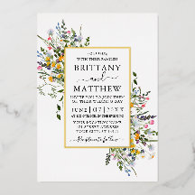 繊細な水彩野花結婚の金ゴールド