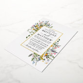 繊細な水彩野草写真結婚の金ゴールド 箔招待状 (回転した状態)