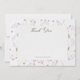 繊細な水彩野草書道 サンキューカード