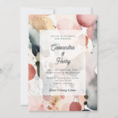 繊細な水彩 モダン パステル 春のウェディング 招待状 (正面)