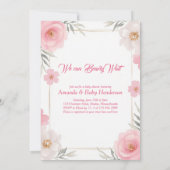 繊細な水色のクマに弓をバラ 招待状 (裏面)