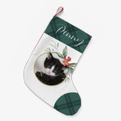 繊細な水色のフローラクリスマス スモールクリスマスストッキング (正面 (吊り時))