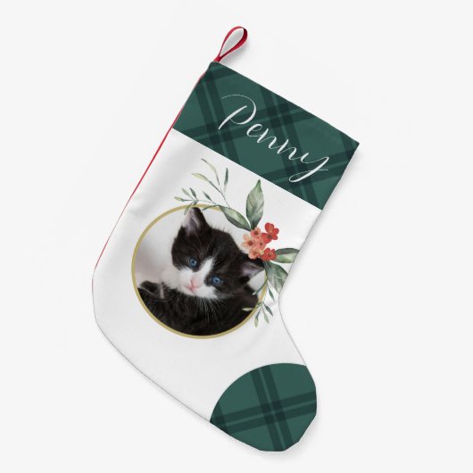 繊細な水色のフローラクリスマス スモールクリスマスストッキング (正面 (吊り時))