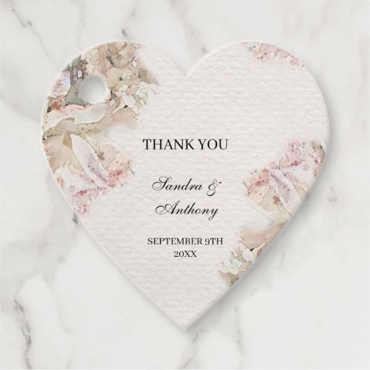 繊細な水色のフローラ結婚の フェイバータグ (正面)