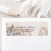 繊細な水色のフローラ結婚の ラベル (インサイチュ)