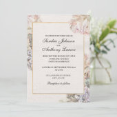 繊細な水色のフローラ結婚の 招待状 (スタンド正面)